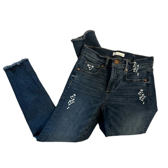 ANN TAYLOR LOFT EMBROIDERED MODERN SKINNY ANKLE JEANS, 2 (26) - Picture 2 of 6